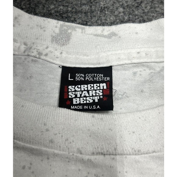 Vintage 90s White AOP Farmland Omish Graphic T-Shirt Single Stitch Size Large - Picture 5 of 10